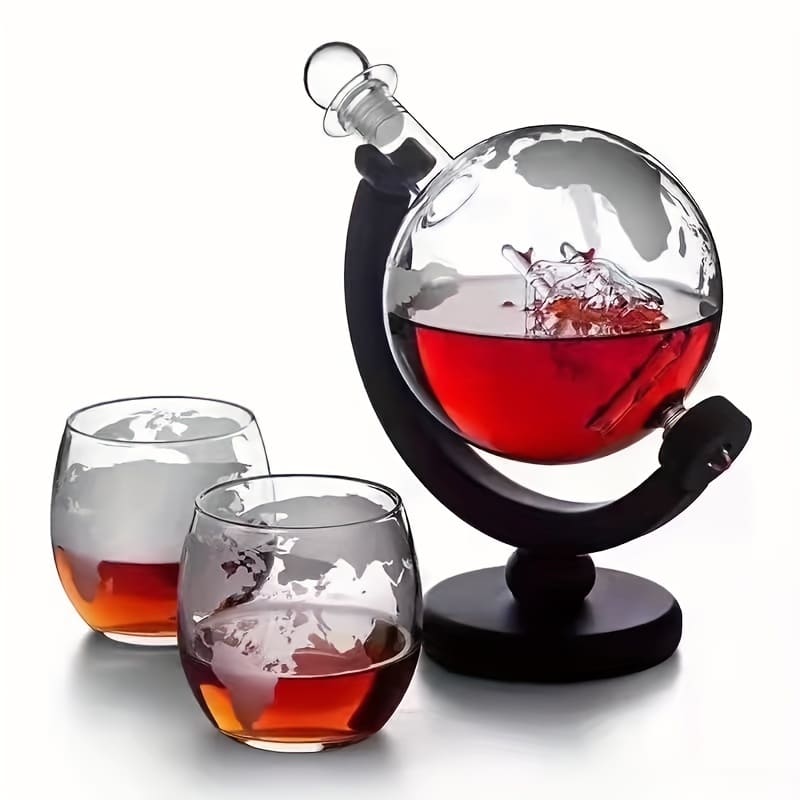 Decanter Whisky Globo Conjunto Recipiente de Vidro Oferlar