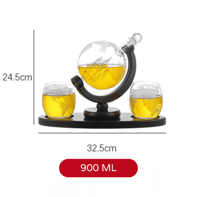 Decanter Whisky Globo Conjunto Recipiente de Vidro Oferlar