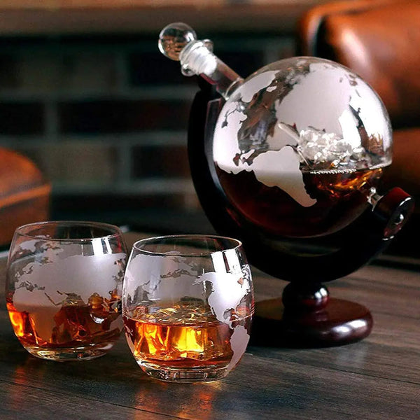 Decanter Whisky Globo Conjunto Recipiente de Vidro Oferlar