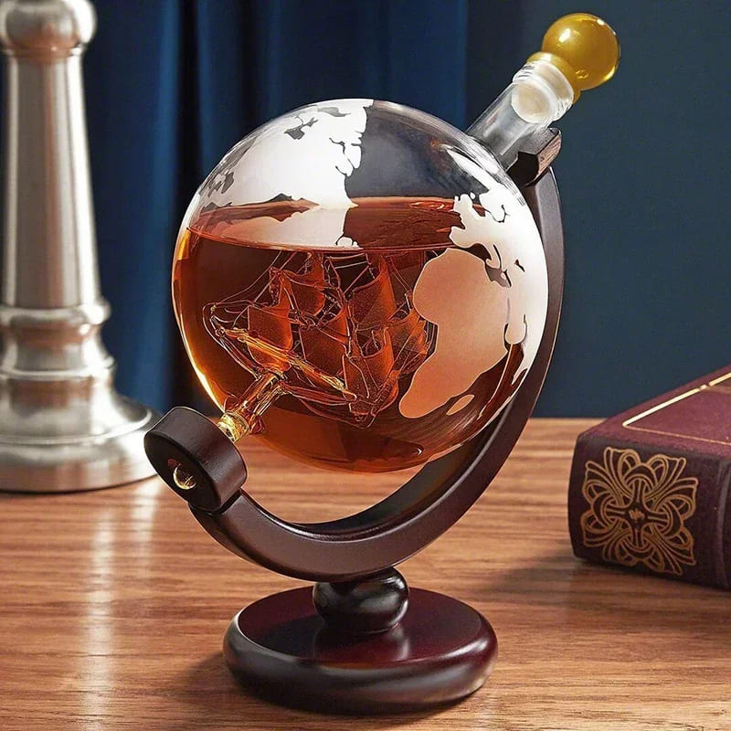 Decanter Whisky Globo Conjunto Recipiente de Vidro Oferlar