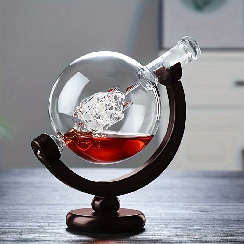 Decanter Whisky Globo Conjunto Recipiente de Vidro Oferlar