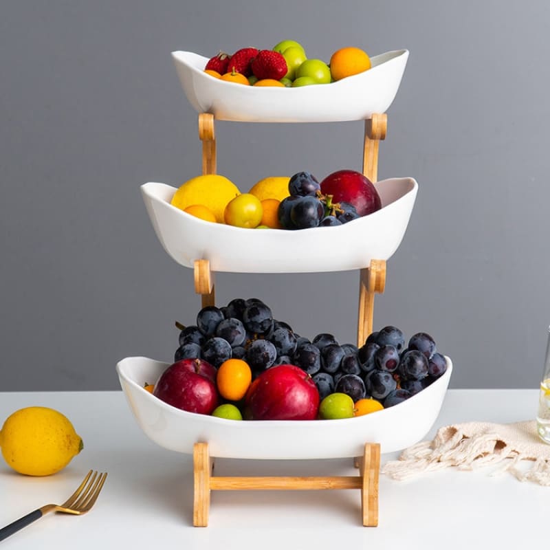 Fruteira de Mesa Cesta de Fruta Bambu Oferlar