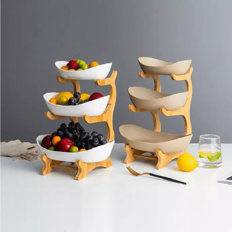 Fruteira de Mesa Cesta de Fruta Bambu Oferlar