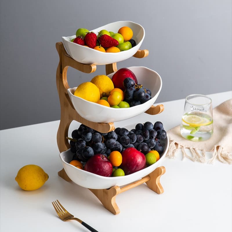 Fruteira de Mesa Cesta de Fruta Bambu Oferlar