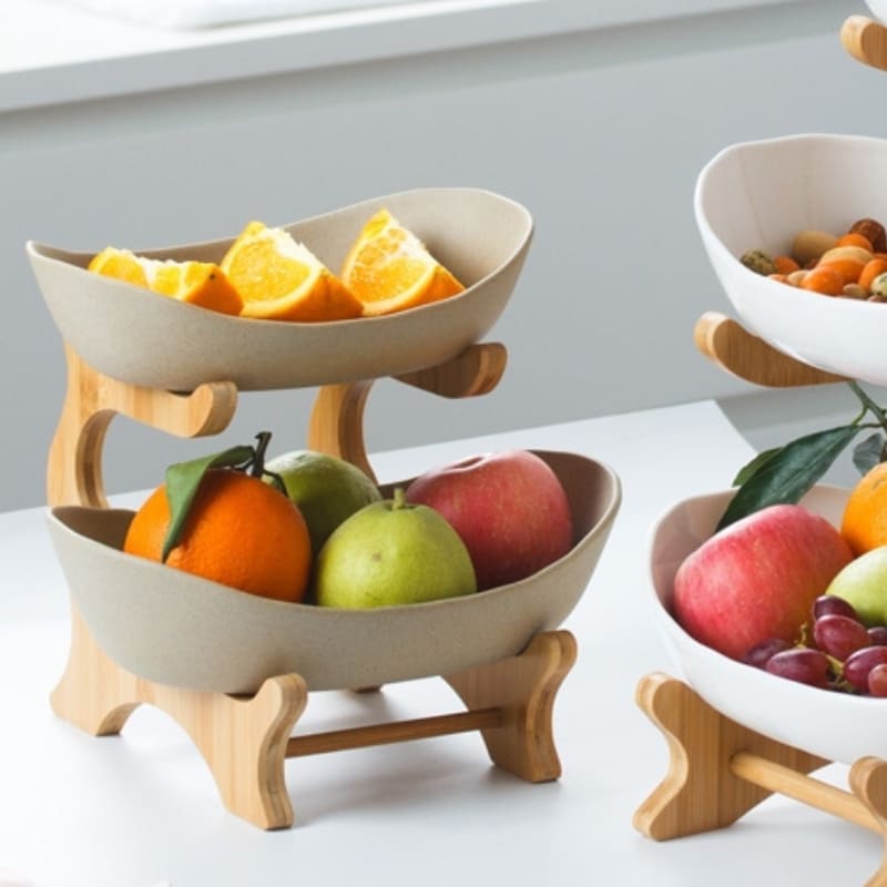 Fruteira de Mesa Cesta de Fruta Bambu Oferlar