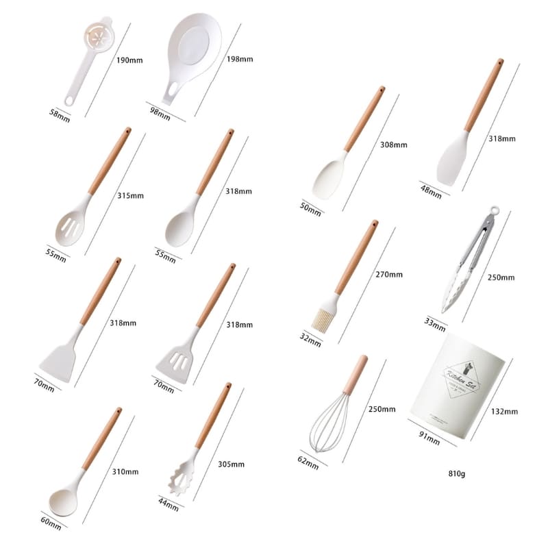 Kit Utensílios de Cozinha 14 Peças Silicone Com Organizador Oferlar