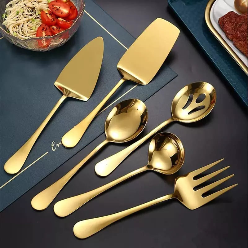 Kit Utensílios de Cozinha 6 Peças Inox Dourado Oferlar