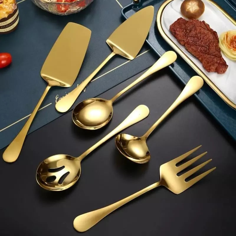 Kit Utensílios de Cozinha 6 Peças Inox Dourado Oferlar