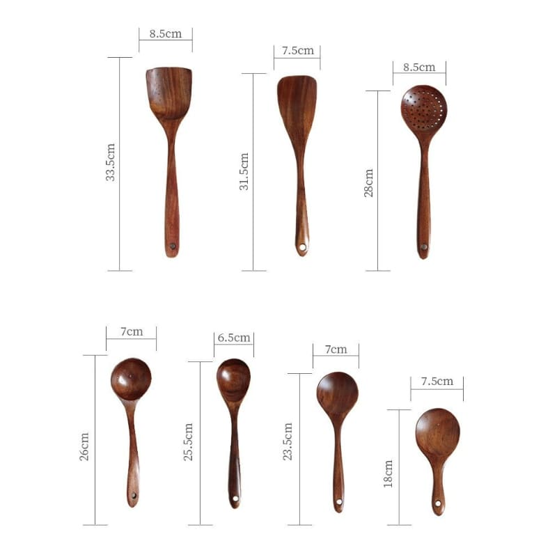 Kit Utensílios de Cozinha 7 Peças de Madeira Oferlar