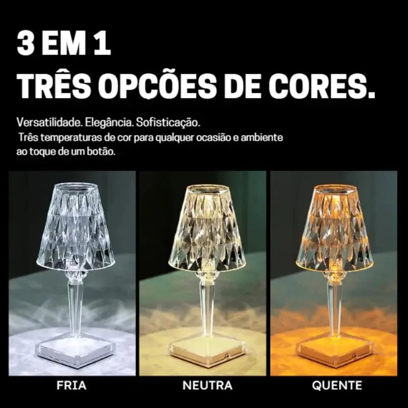 Abajur de Mesa Led Sem Fio 3 em 1 Premium