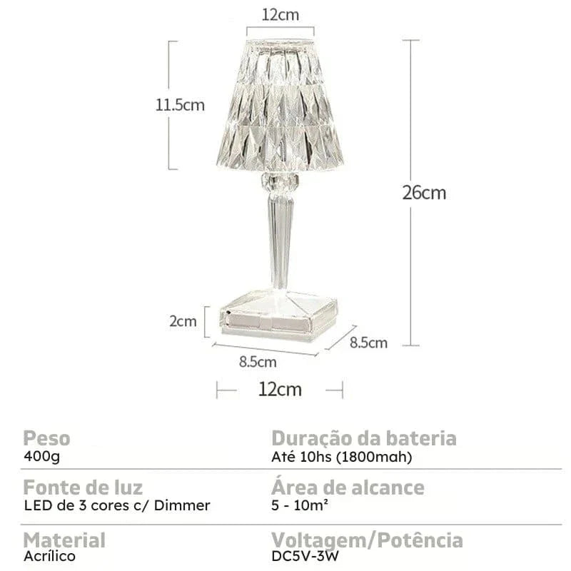 Abajur de Mesa Led Sem Fio 3 em 1 Premium