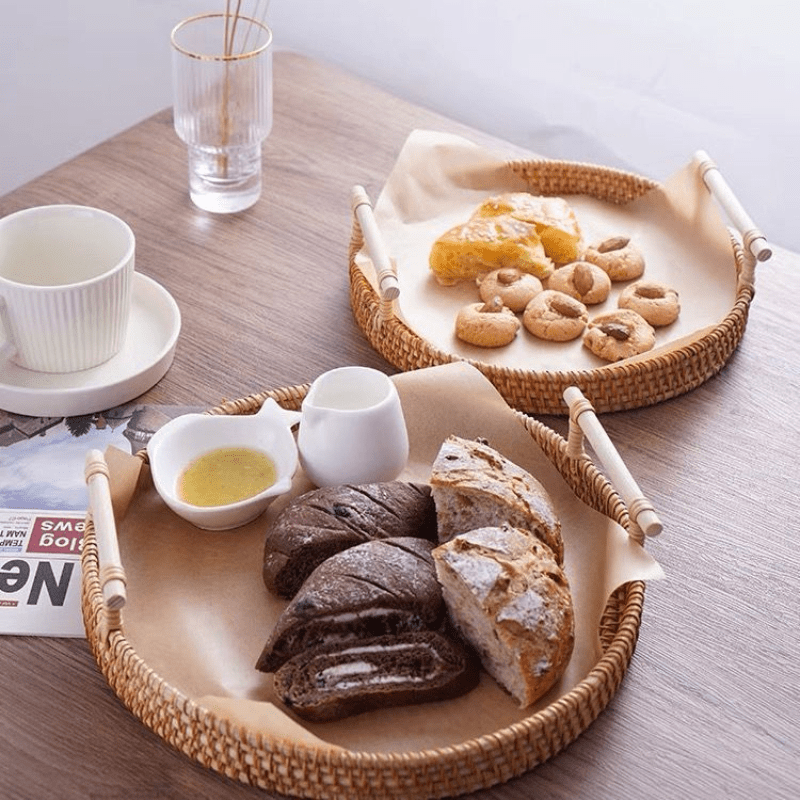 Bandeja Decorativa em Vime com Alças Luxo Oferlar