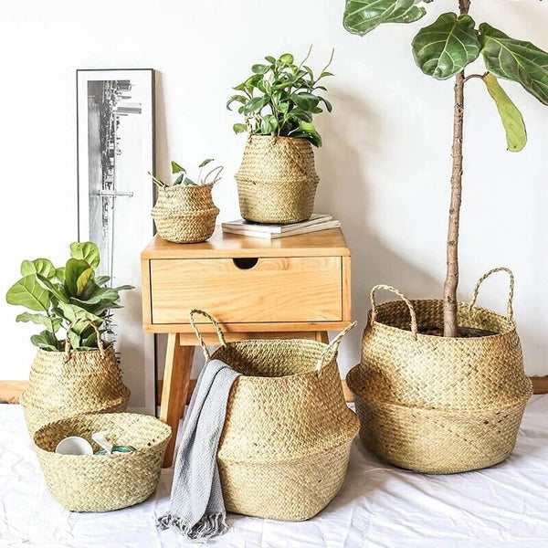 Cesta de Palha (vime/rattan/seagrass) para Organização, Roupas ou Plantas (vaso) Oferlar