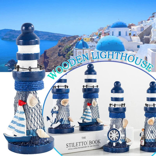 Decoracao Para Casa Mini Farol Marinho de Madeira Oferlar