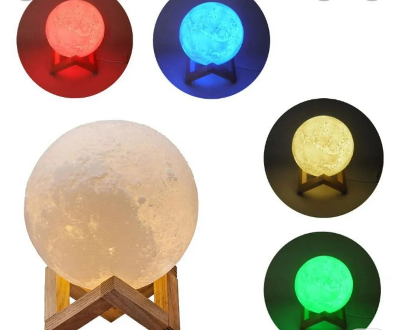 Luminária 3D Lua Cheia Abajur LED Decoração USB RGB Oferlar