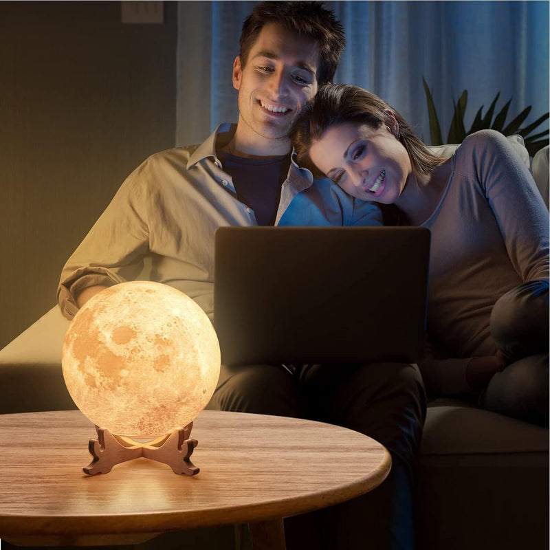 Luminária 3D Lua Cheia Abajur LED Decoração USB RGB Oferlar