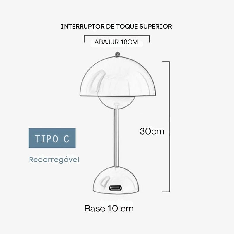 Luminária Led de Mesa LED USB Touch Cogumelo Oferlar