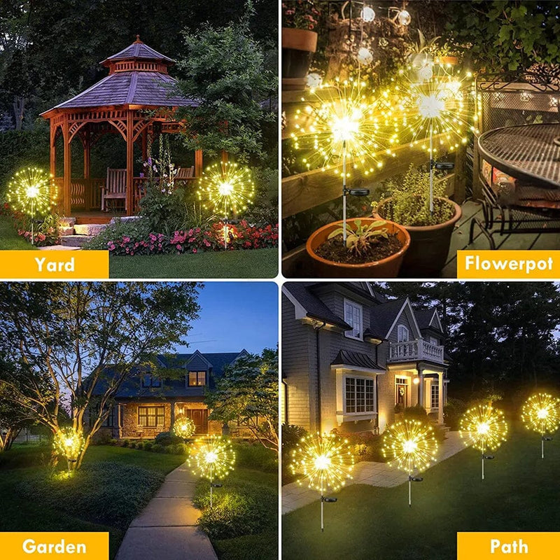 Luminária Solar de Jardim LED Fogos de Artifício Oferlar