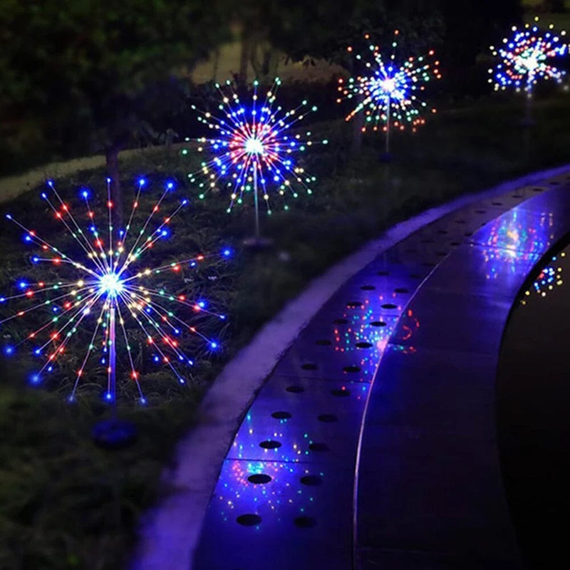 Luminária Solar de Jardim LED Fogos de Artifício Oferlar