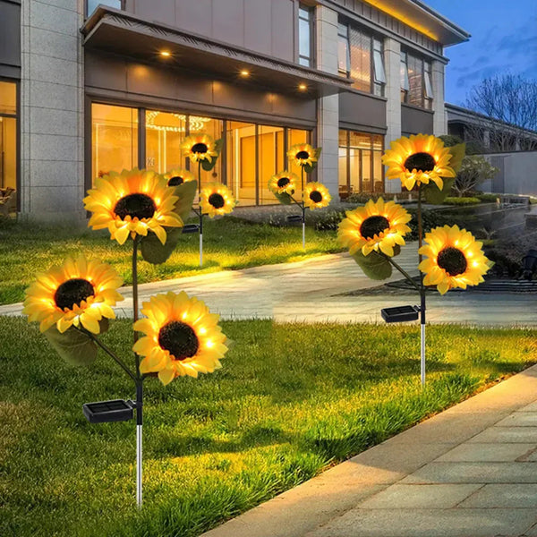 Luminária Solar para Jardim Áreas Externas Modelo Girassol Oferlar