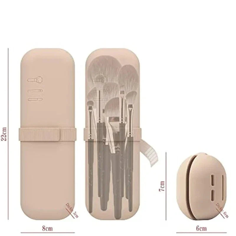 Kit com Estojo para Pinceis de Maquiagem e Case para Esponja de Maquiagem em Silicone Oferlar